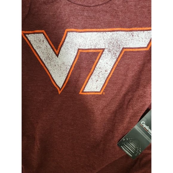 Captivating VT Virginia Tech Vintage Maroon T-shirt (NEWT) Large - Picture 2 of 5